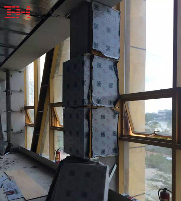 【圓大廈施工現場】室內方形包柱鋁單板安裝
