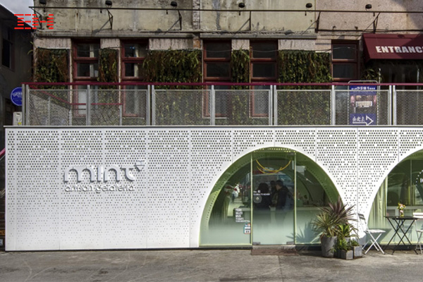 店鋪裝飾穿孔鋁單板，重慶TESTBED2二廠文創(chuàng)園Mint冰激凌店